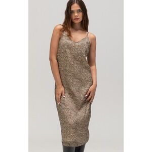 Noisy May XS Animal Print Slip Dress Sleeveless Midi V-Neck Casual Y2K